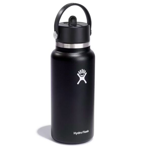 Hydro Flask 32oz Wide Mouth Flex Straw Insulated Water Bottle Black Handle NIB - Picture 3 of 9